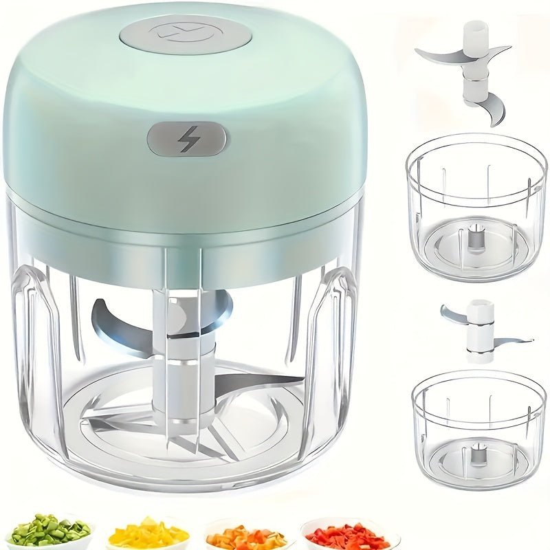 Mini Food Processor Portable USB Rechargeable 1200RPM Stainless Steel Blades 250ML