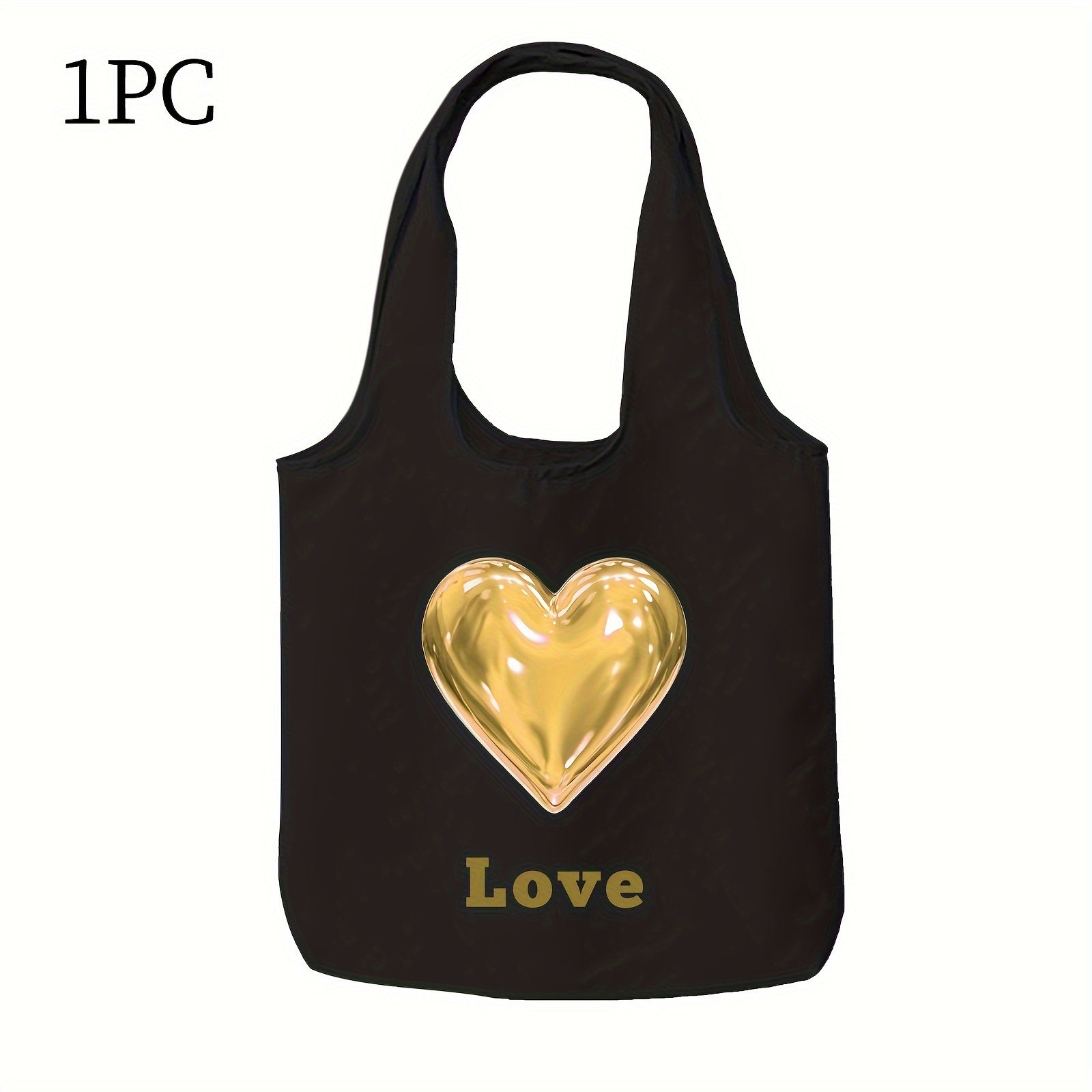 Shaxsiylashtirilgan kanvas tote sumkasi, maxsus matn va yurak naqshlari bilan, 1, 3 yoki 9 ta to'plam