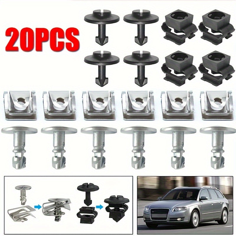 20Pcs Car Under Cover Fastener Clips with Screws for Vehicles