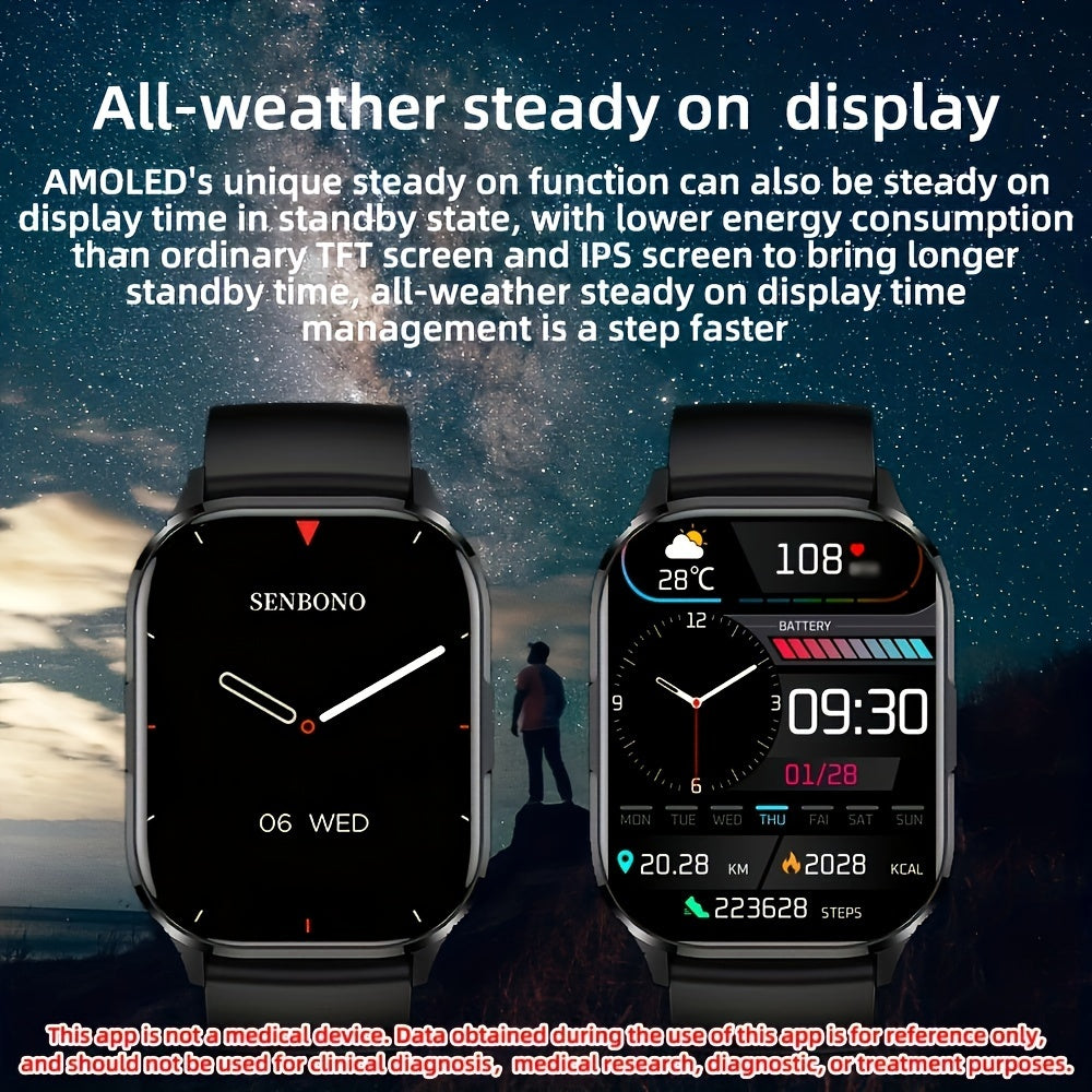 Men's AMOLED Smart Watch with Wireless Call Answer HD Display Sports Tracking