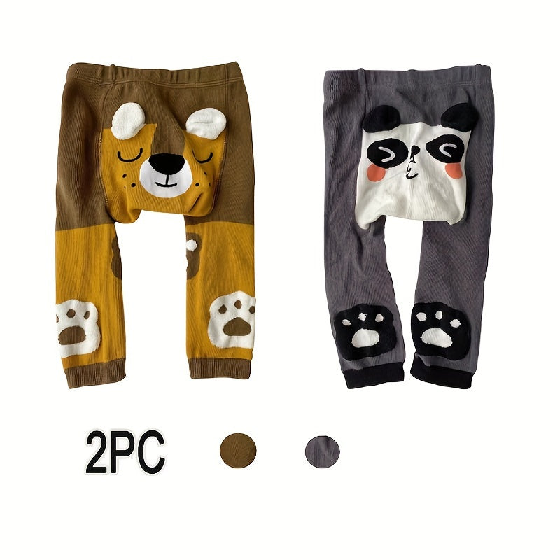 Conjunto de leggings para niños de mezcla de algodón 2 unidades, suaves, elásticos, para todas las estaciones, con dibujos animados