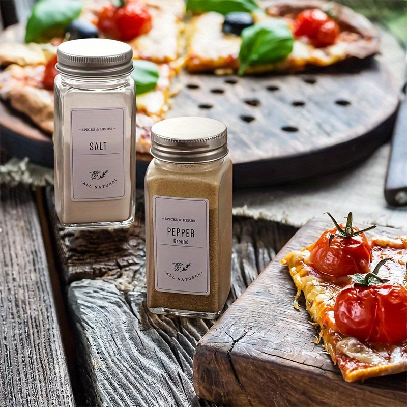 18Pcs or 24Pcs Square Glass Spice Jar Set with Bamboo or Aluminum Lids 120ml