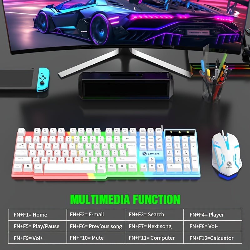 LED Backlit Gaming Keyboard and Mouse Set with 104 Keys
