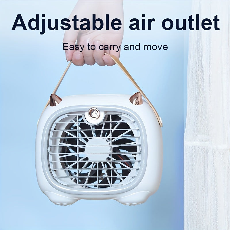 Portativ Mini Havo Sharoit Fan, Qo'l tutqichi bilan, USB orqali qayta zaryadlanadigan Elektr Stol Fan, 3 tezlikda suvni sovutuvchi fan, USB Type-C orqali qayta zaryadlanadigan namlantiruvchi fan - Do'stlar uchun mukammal oilaviy tug'ilgan kun sovg'asi.