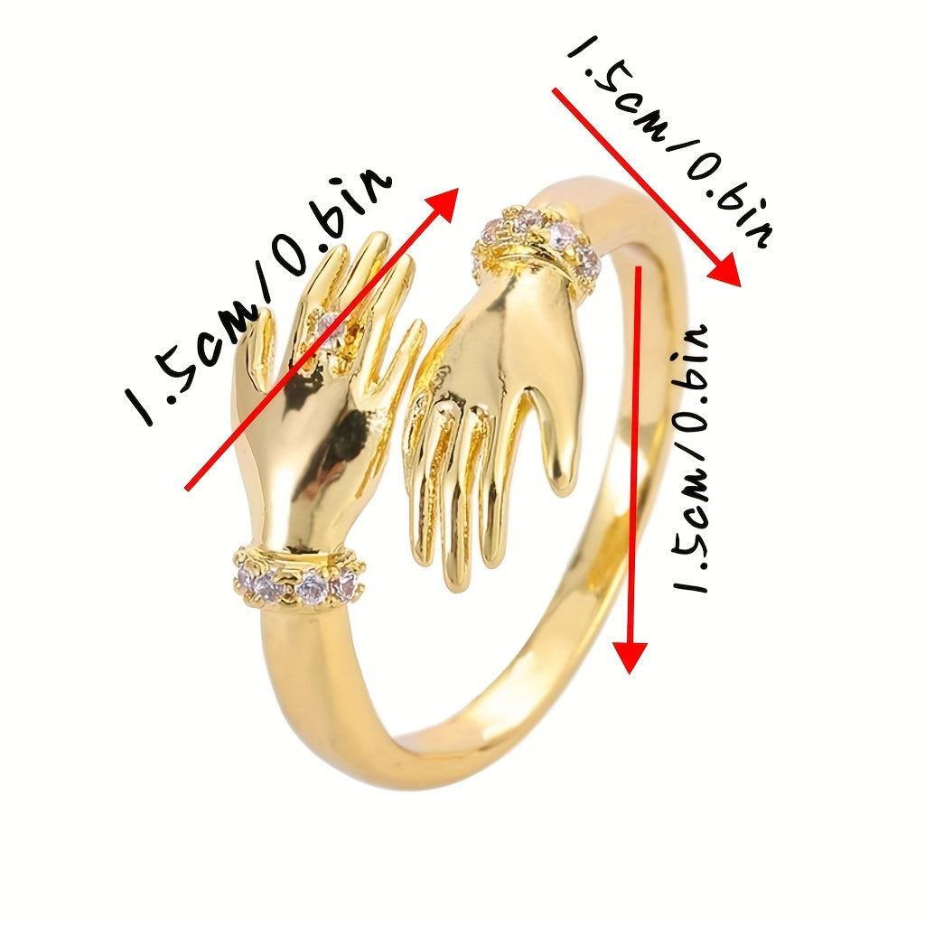 Stylish Gold Plated Synthetic Zircon Statement Ring for Women on Index Finger