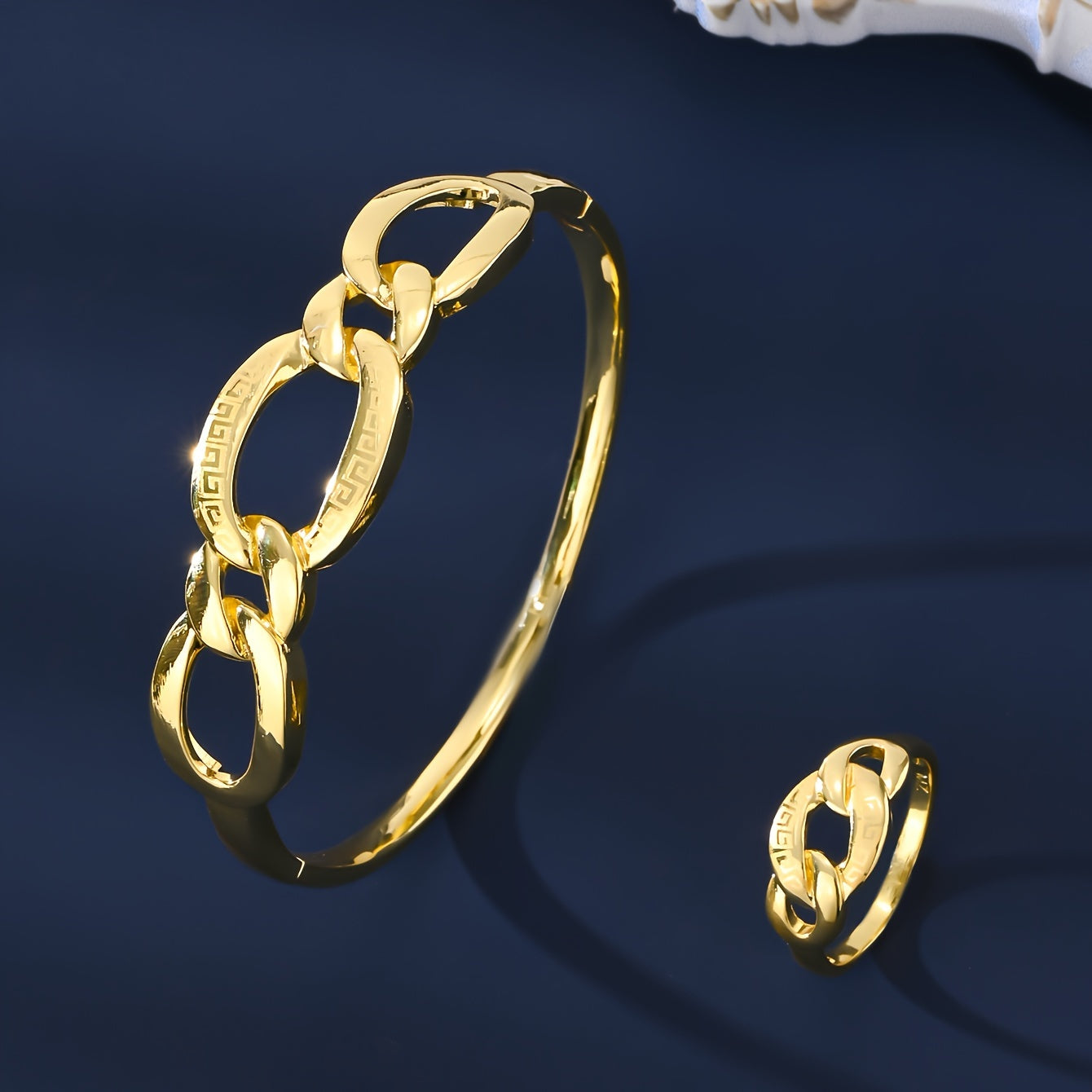 Красивый комплект винтажных украшений MEIZ из 18K позолоты - включает в себя медную цепочку-ожерелье, браслет, серьги и кольцо для женщин - идеально подходит для повседневной носки или особых случаев, отличный подарок на День святого Валентина.