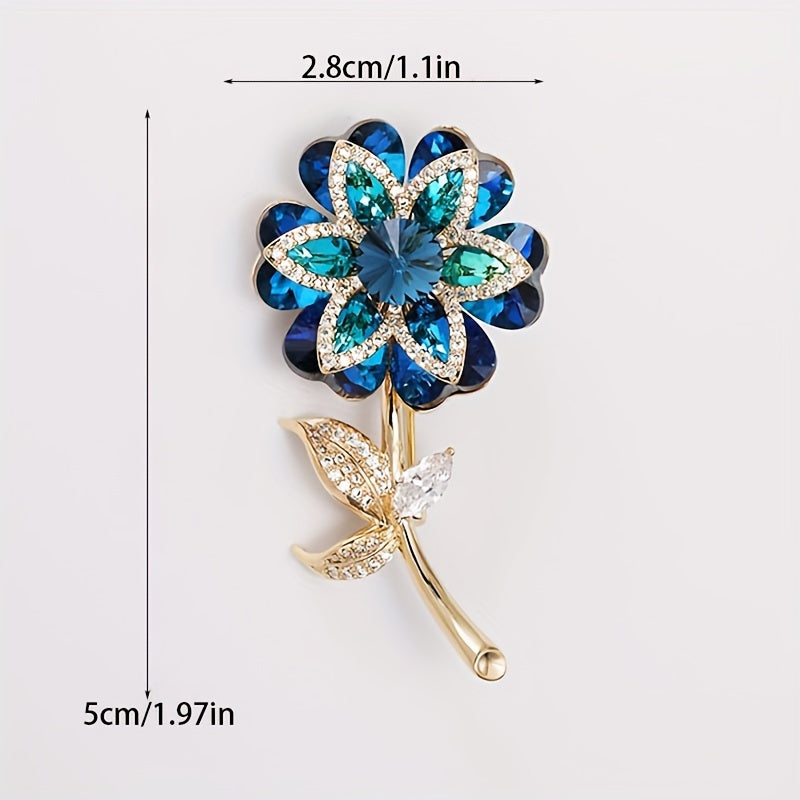 Vintage Style Flower-Shaped Brooch with Rhinestone Embellishments for Women
