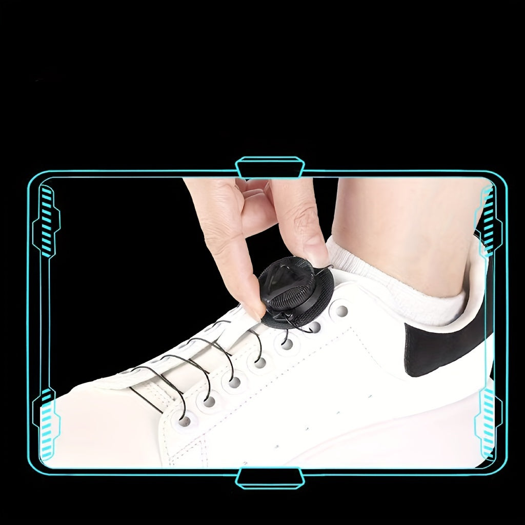 Unisex Plastic Sneaker Accessories - Rotating Button Fasteners, White Black