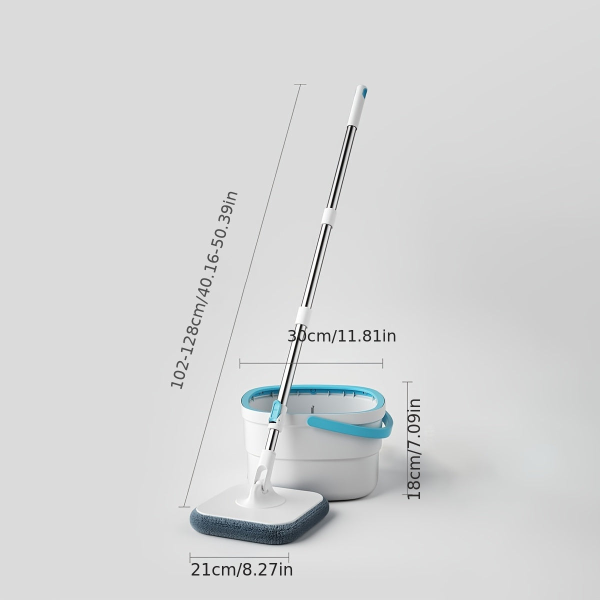 Stainless Steel Flat Mop with Bucket, Hands-Free Wringing, 360° Rotating Head