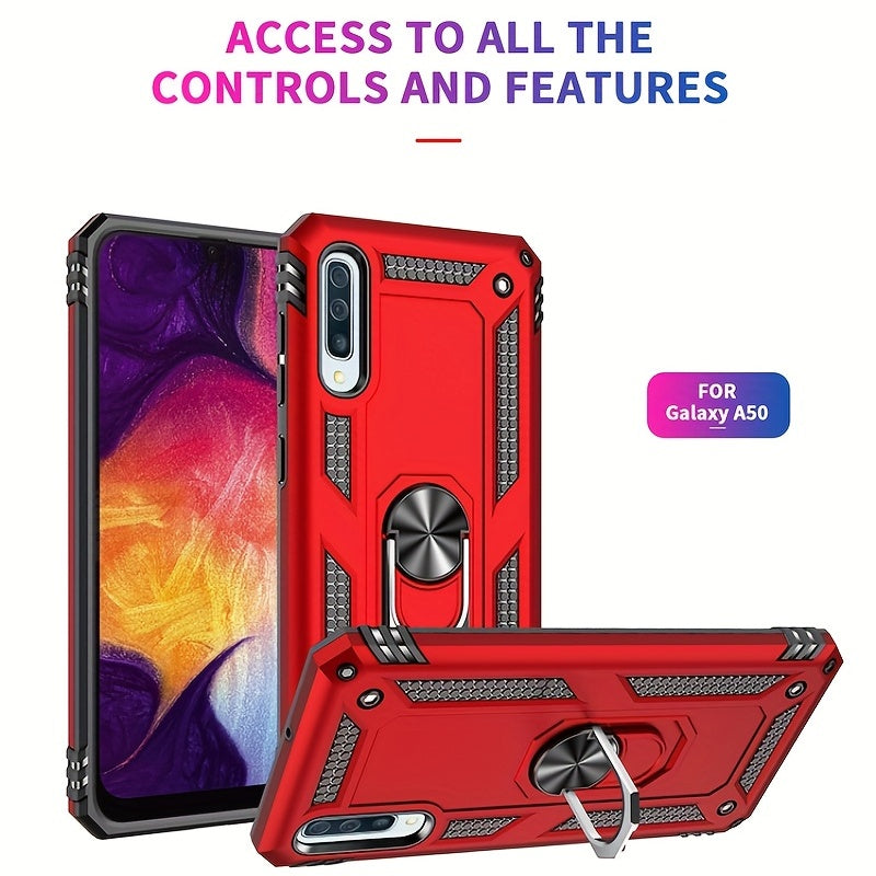 Shockproof Phone Case for Samsung Galaxy A Series with Ring Kickstand and Air Cushion Protection