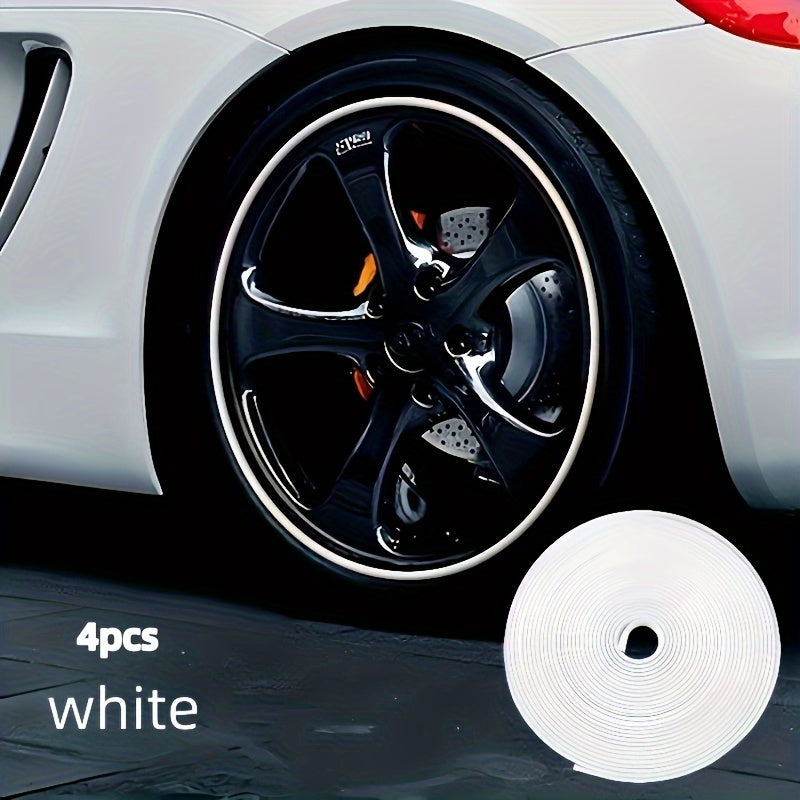 4pcs Car Wheel Hub Decorative Trim Anti-Scratch Tire Protection Strips Rubber