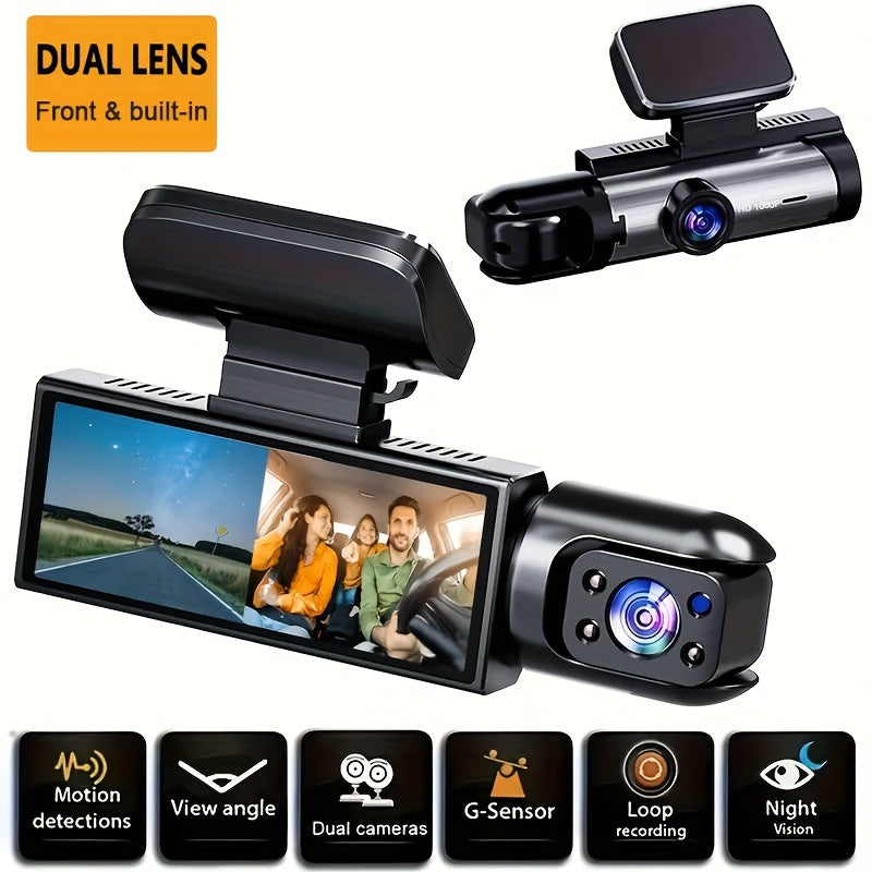 Dual-Lens 3.16 Inch Dash Camera 1080P HD Front Night Vision Rear 480P Wide Angle