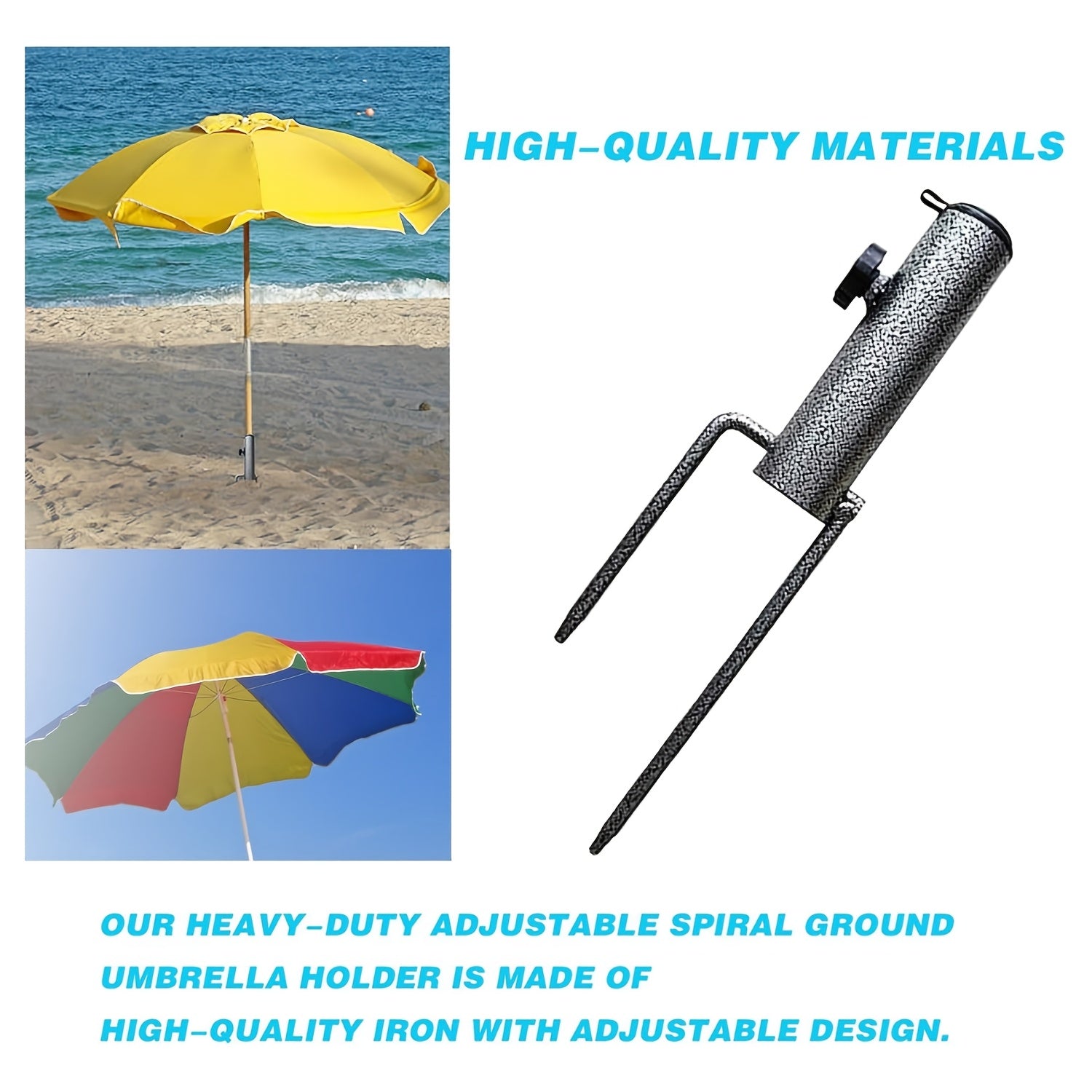 Heavy Duty Metal Ground Anchor for Patio and Beach Umbrellas with Two Forks for Soil and Outdoor Use