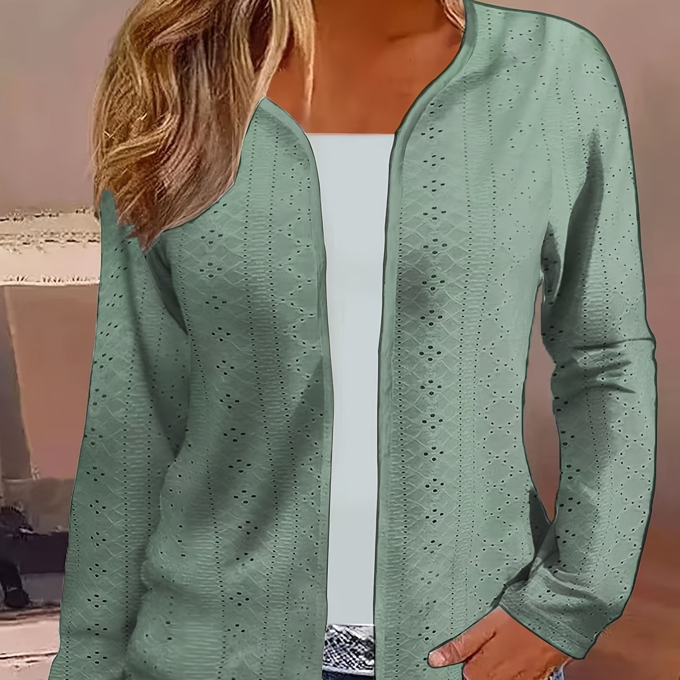 Plus Size Textured Cardigan Women's Casual Jacket, Versatile and Stylish