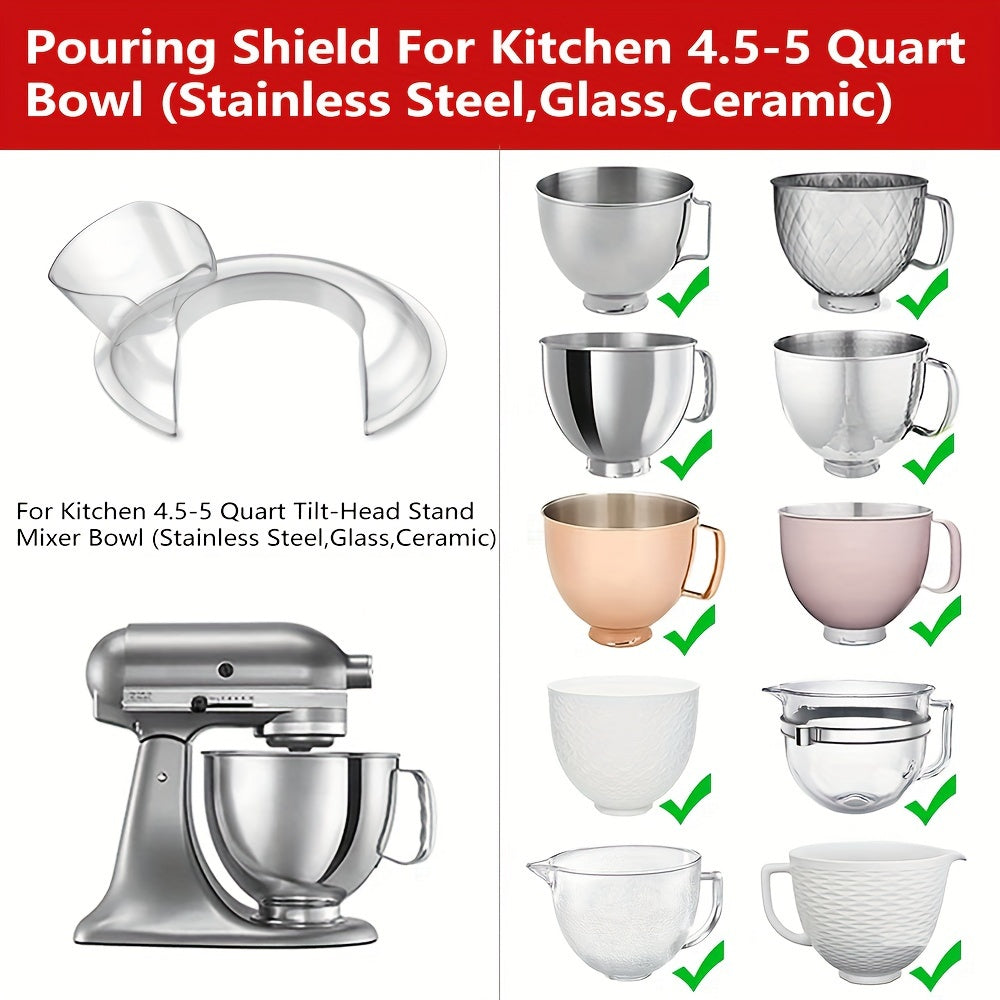 4.5 Quart Mixing Bowl Lid with Pouring Shield for Stand Mixers