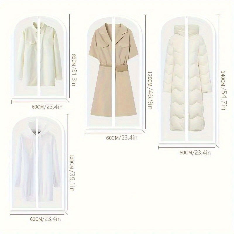 Juego de 2 bolsas de ropa transparentes con protectores de cremallera para almacenamiento de ropa y organización del armario