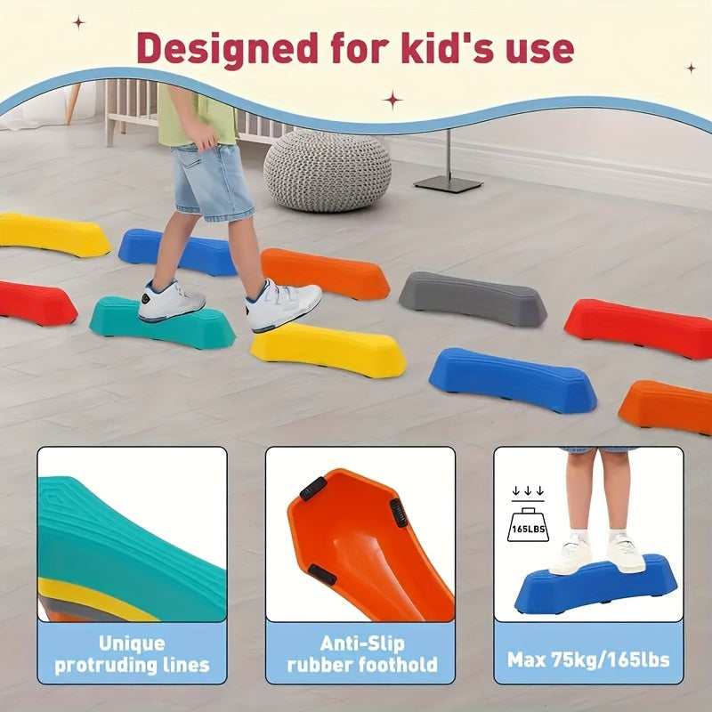 6-chiqish bolalar uchun muvozanat bo'ylama to'plami, sirpanmaydigan ichki va tashqi to'siqlar, sezgirlik o'yini