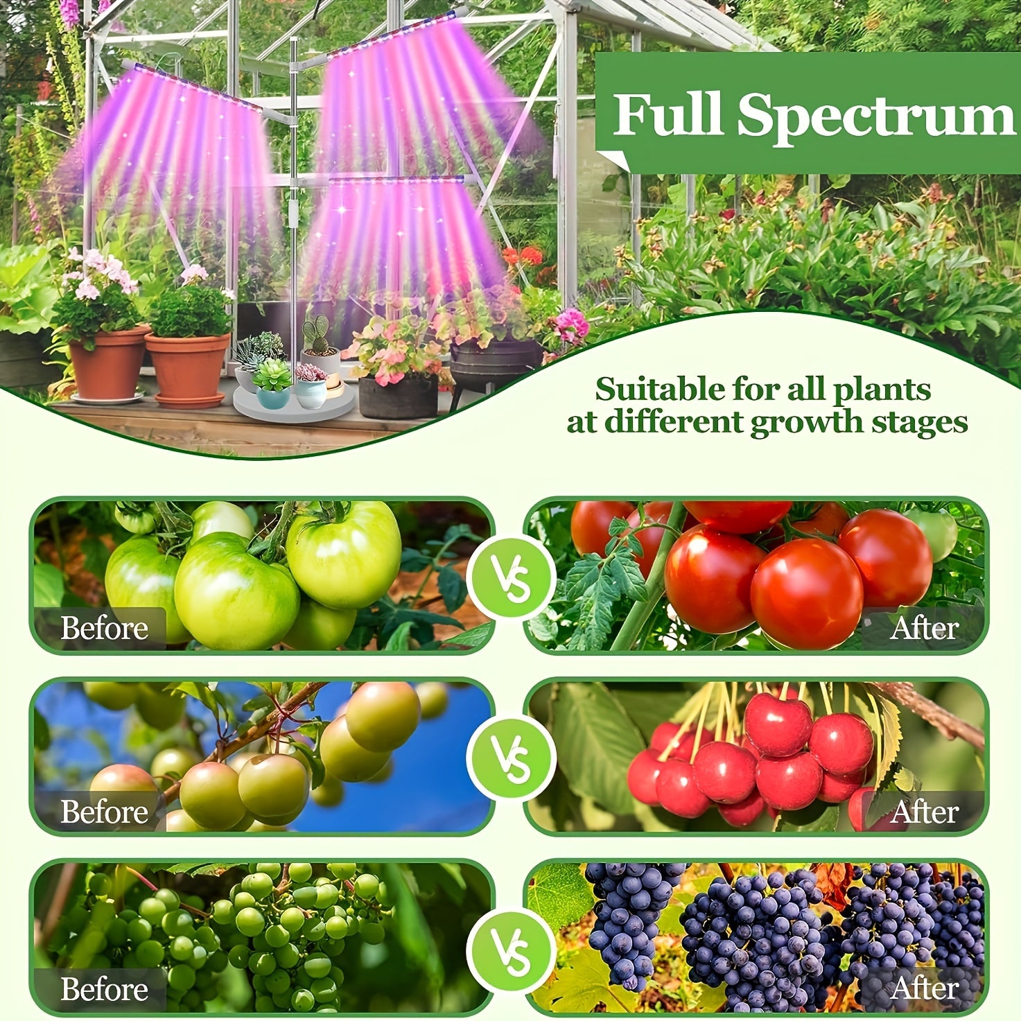 Indoor Plant LED Grow Light with 3 Heads USB Powered Adjustable Gooseneck 3 Lighting Modes