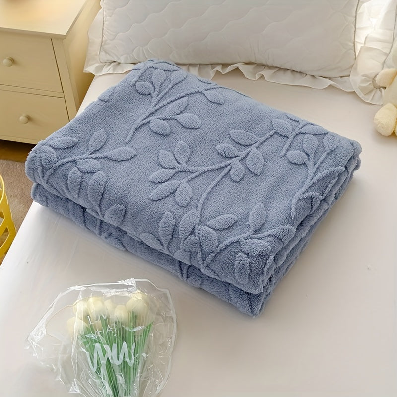 Jacquard Embossed Throw Blanket All-Season Polyester Knit Square Weight 200-250g