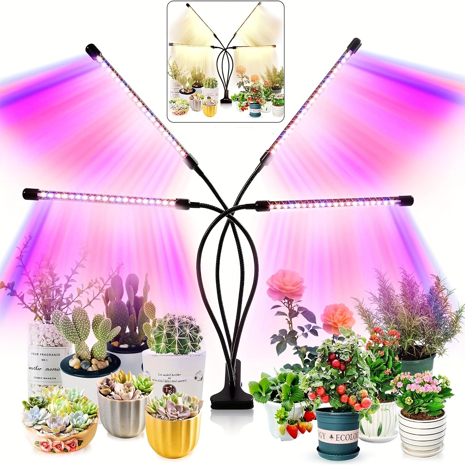 Dimmable LED Grow Light for Indoor Plants with Color Changing and Push Button Control