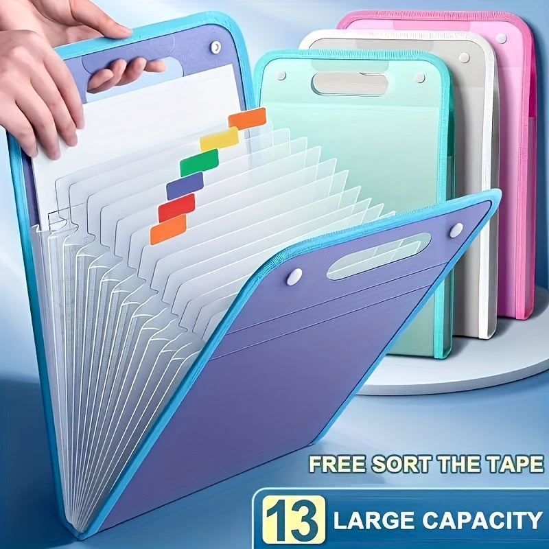 Waterproof A4 Vertical File Organizer with 13 Pockets Multi-Color PP Office Storage