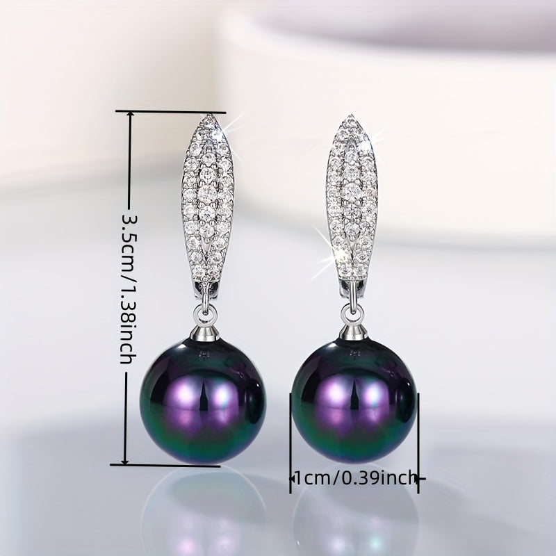 Pearl Earrings with Micro-Paved Zirconia for Weddings and Parties