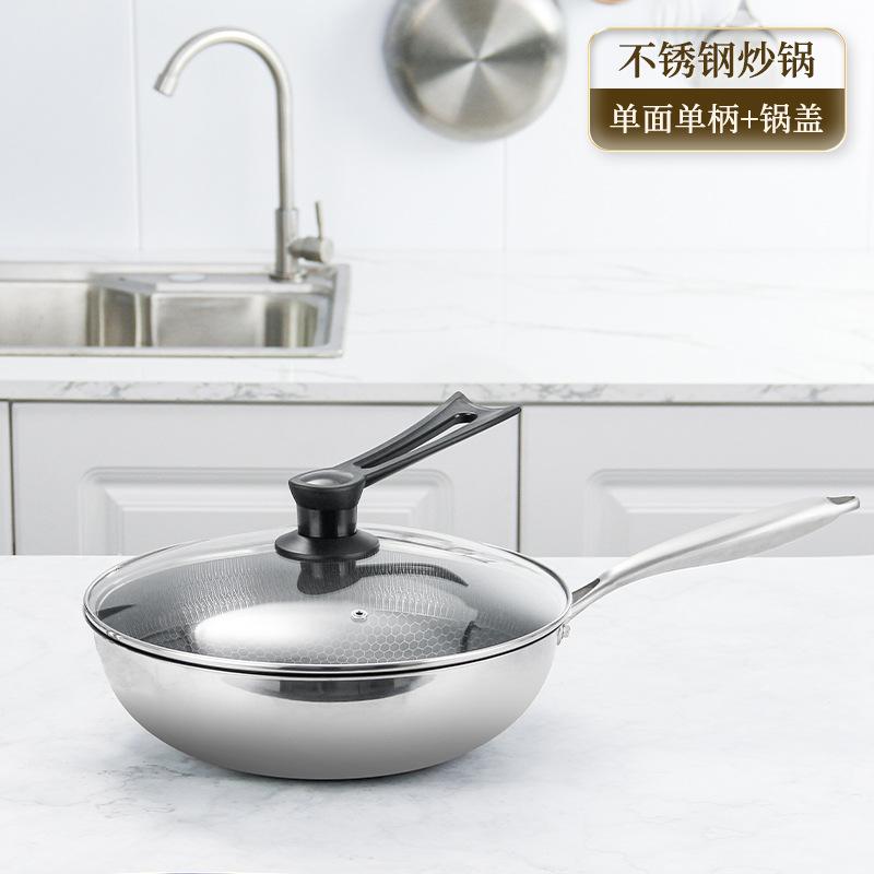 Non-Stick Stainless Steel Frying Pan with Honeycomb Design 3-Layer Less Smoke Cooking Pan