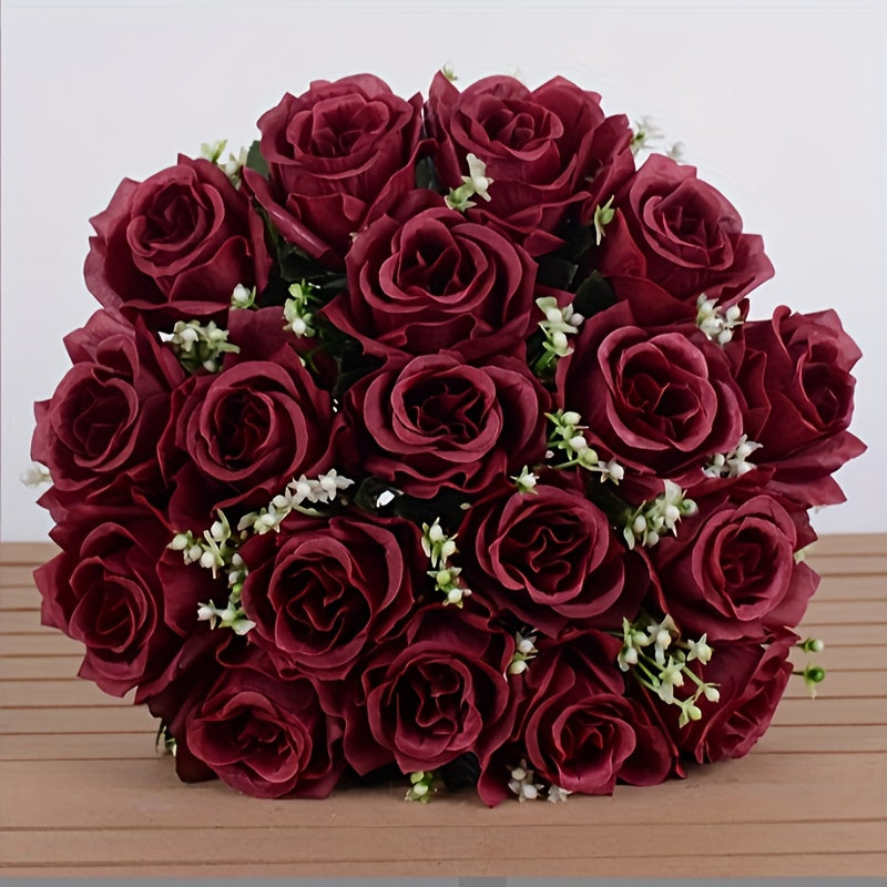 Букет желтых шелковых роз из 18 штук, идеально подходит для домашнего декора или в качестве подарка на особые случаи. Отлично подходит для Дня святого Валентина, Рождества, Дня матери и Дня отца.