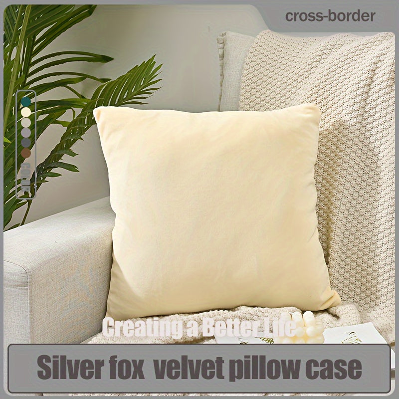 Luxurious Silver Fox Velvet Throw Pillow Cover with Zipper Closure