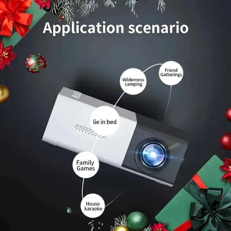 2025 Smart HD Projector with Screen 3D Ready Compatible with Mobile Phones for Home and Outdoor Use