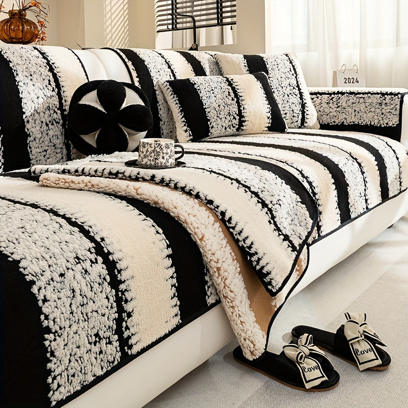 Современная плюшевая накидка на диван дышащая противоскользящая моющаяся подходит для различных размеров диванов для дома и офиса