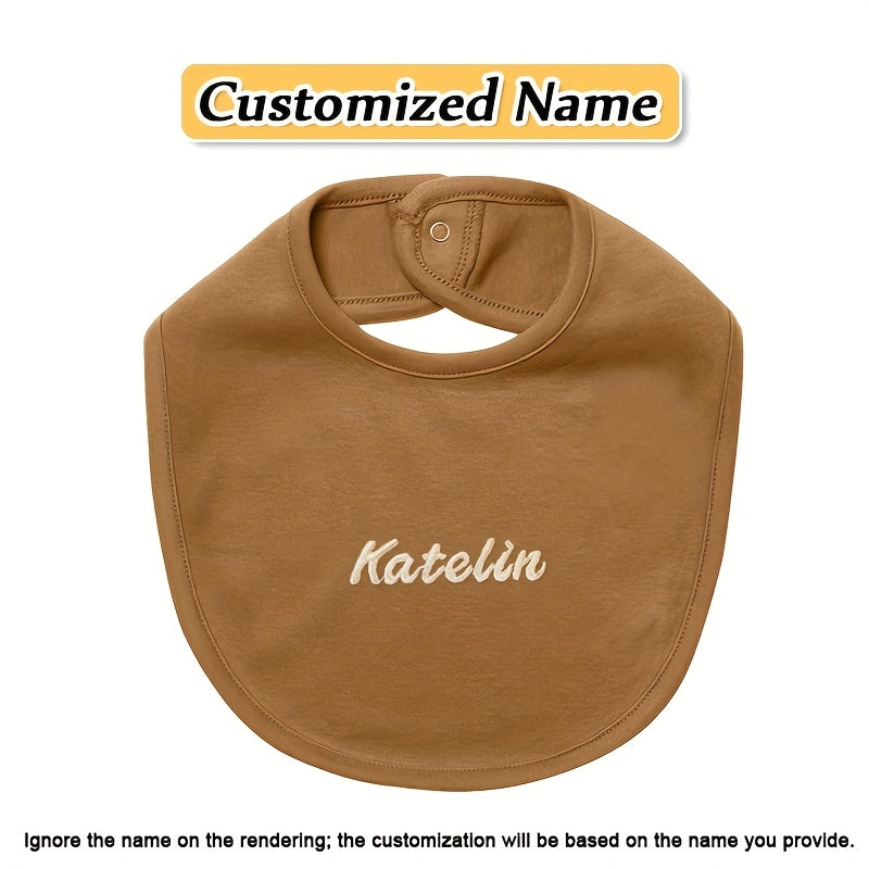 Baby Bib Adjustable Embroidered Name Soft Absorbent Knit for Newborns