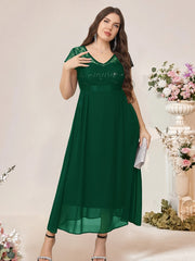 Women's Plus Size Sequined Chiffon Patchwork Dress