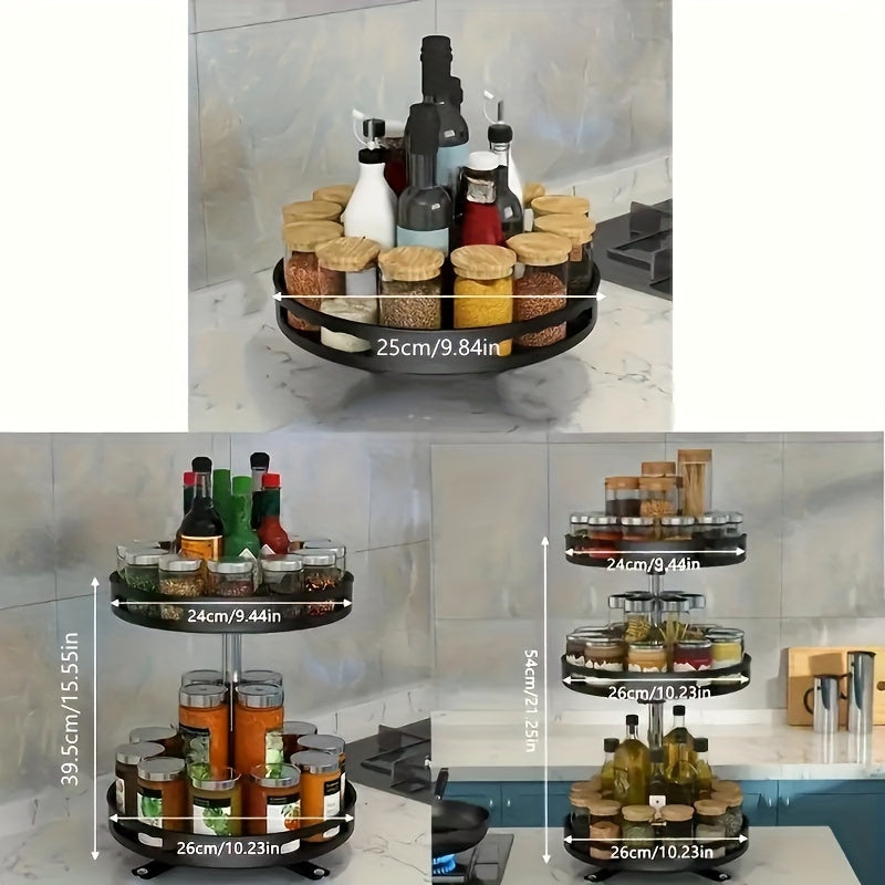 Round 3-Tier Rotating Storage Rack for Kitchen and Bathroom Organizer