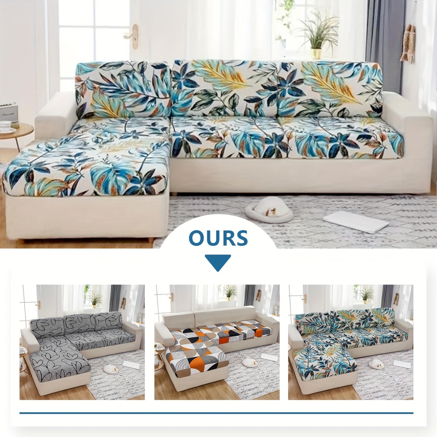 3-Piece Sofa Cover All-Season Dustproof Furniture Protector for Living Room