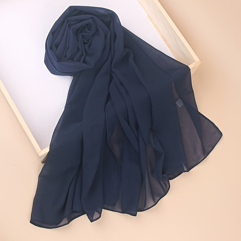 Ayollar uchun toza rangli chiffon hijab sharf, yumshoq, engil va ko‘p maqsadli bosh yopishqoq