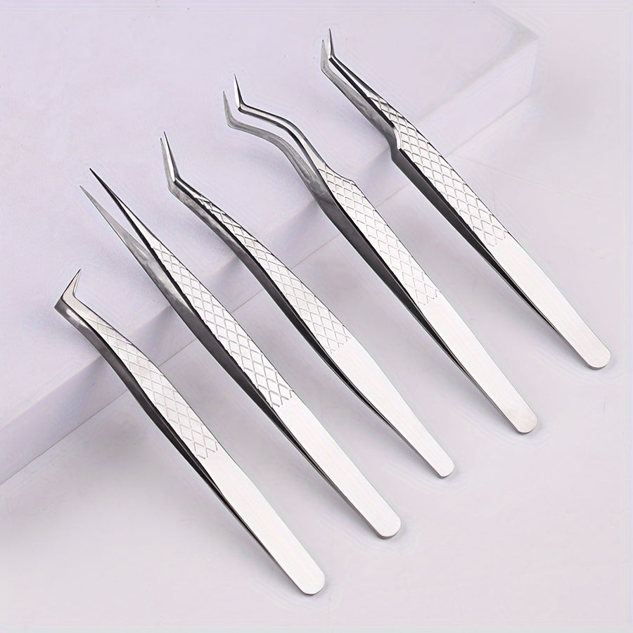 Juego de pinzas para pestañas de acero inoxidable unisex, injerto de precisión, pinza para pestañas postizas