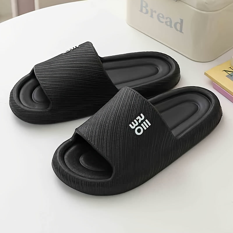 Women's Summer Slides Non-Slip EVA Sole Striped Indoor Outdoor