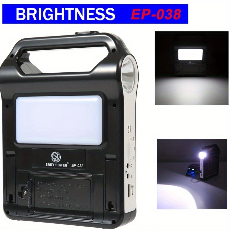 Portable Solar Panel Power Bank Kit with USB Charger and Lamp for Outdoors