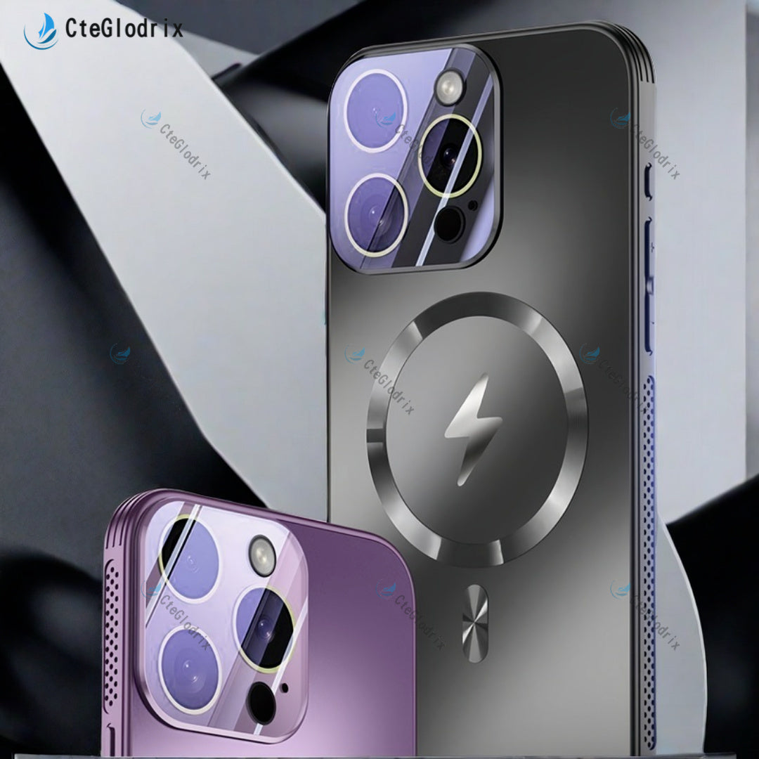 Titanium Metallic Matte Phone Case for iPhone Shockproof Wireless Charging Camera Lens Protection