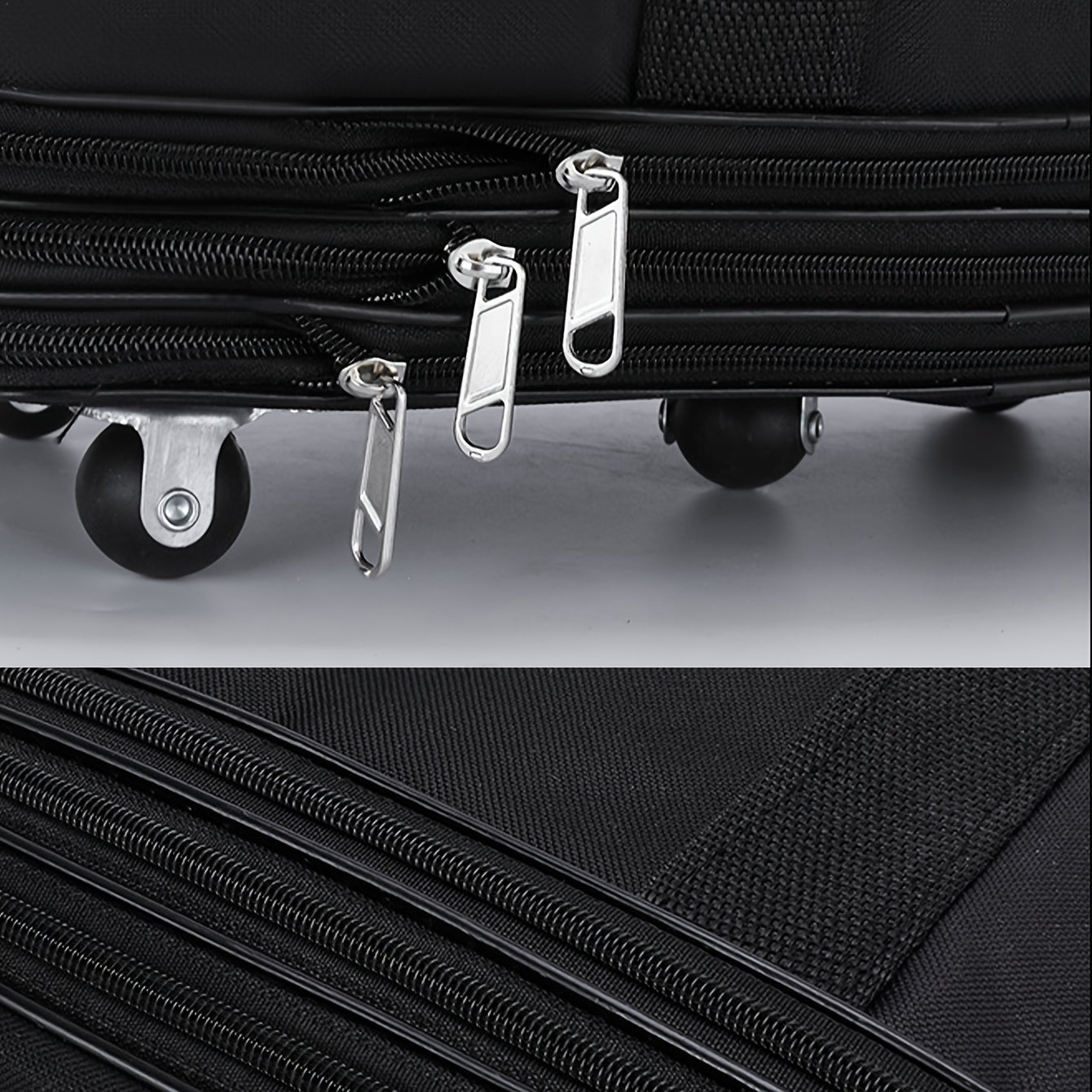 Foldable Polyester Rolling Travel Luggage Bag with Large Capacity and Multi-Tiered Storage