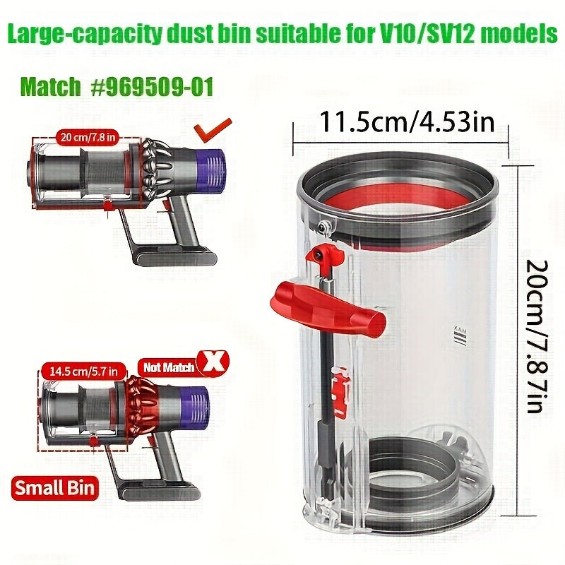 Replacement Clear Plastic Dust Bin for Central Vacuum Cleaner SV12 V10 Part 969509-01