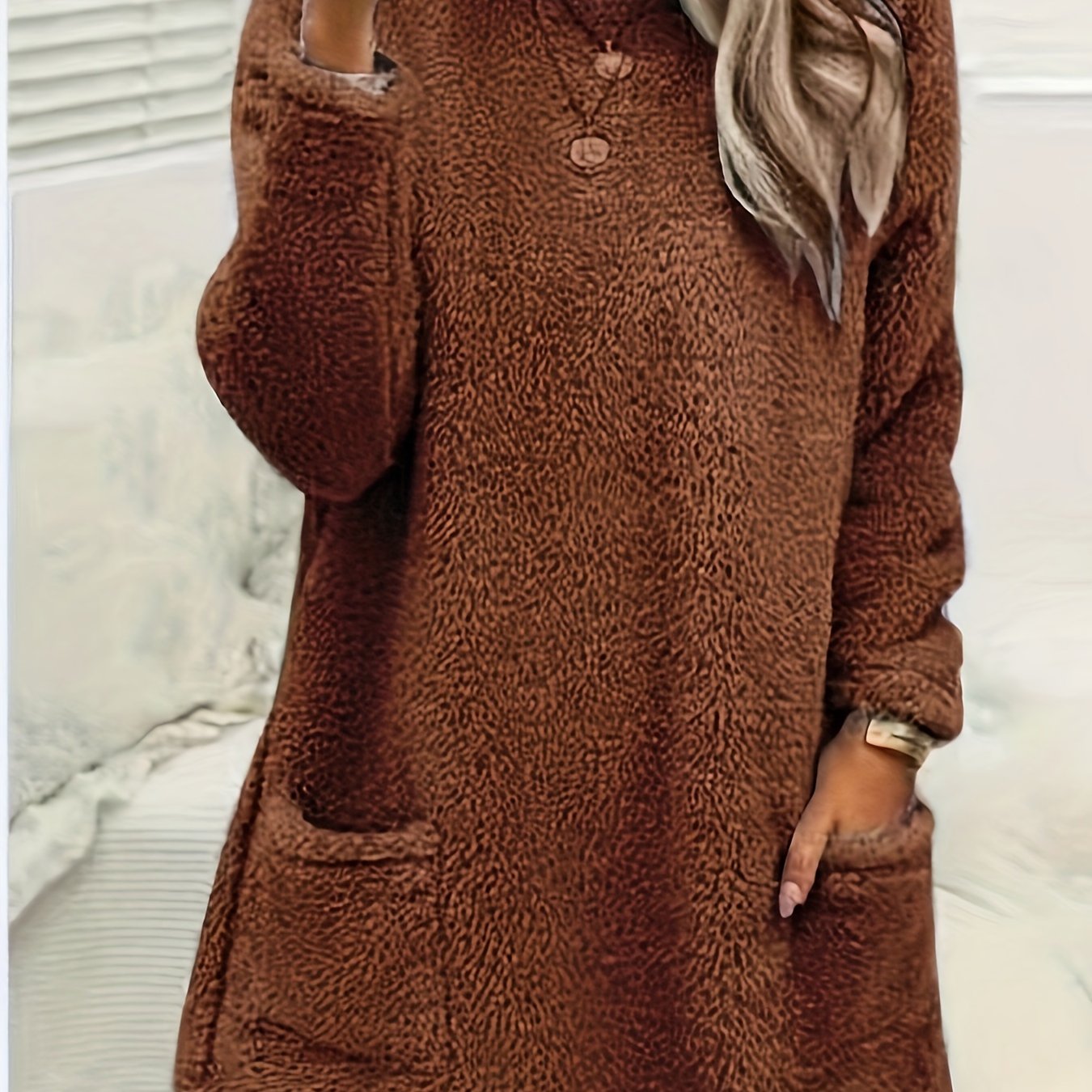 Толстовка женская большого размера из мягкого флиса с длинными рукавами, круглый вырез, пуловер