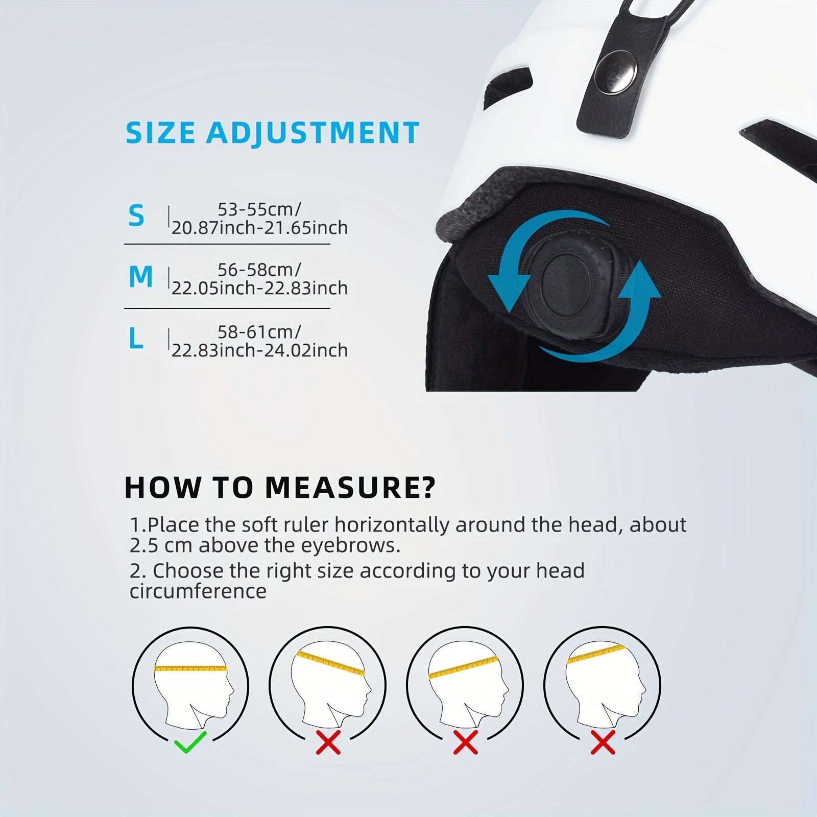 Ski Helmet with Adjustable Fit Shock-Absorbing Shell Removable Ear Pads White