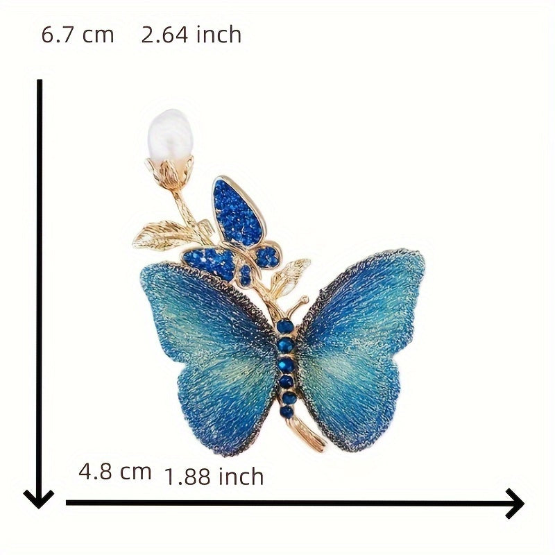 Crystal Butterfly Brooch Pin with Rhinestones for Dresses and Sweaters