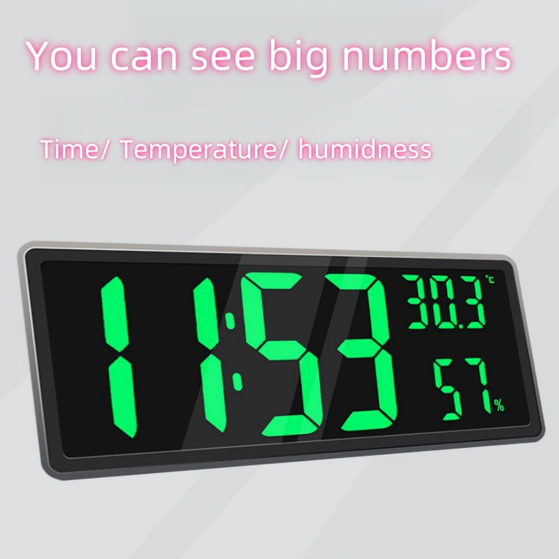 Large Wall Clock with LED Digital Display and Hanging Stand for Room Decor