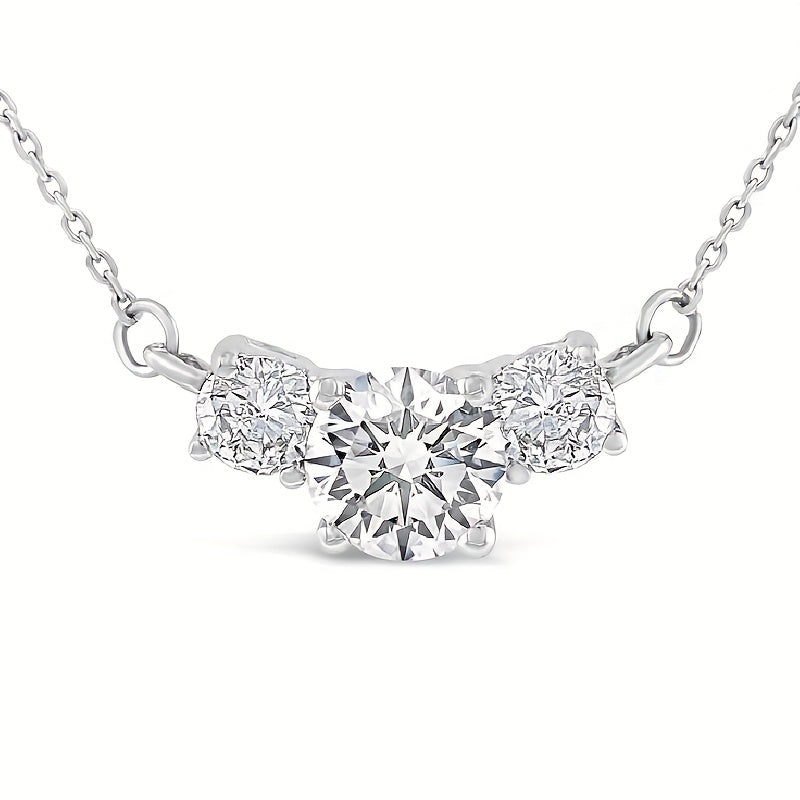 Sterling Silver Necklace with Moissanite Accent for Women