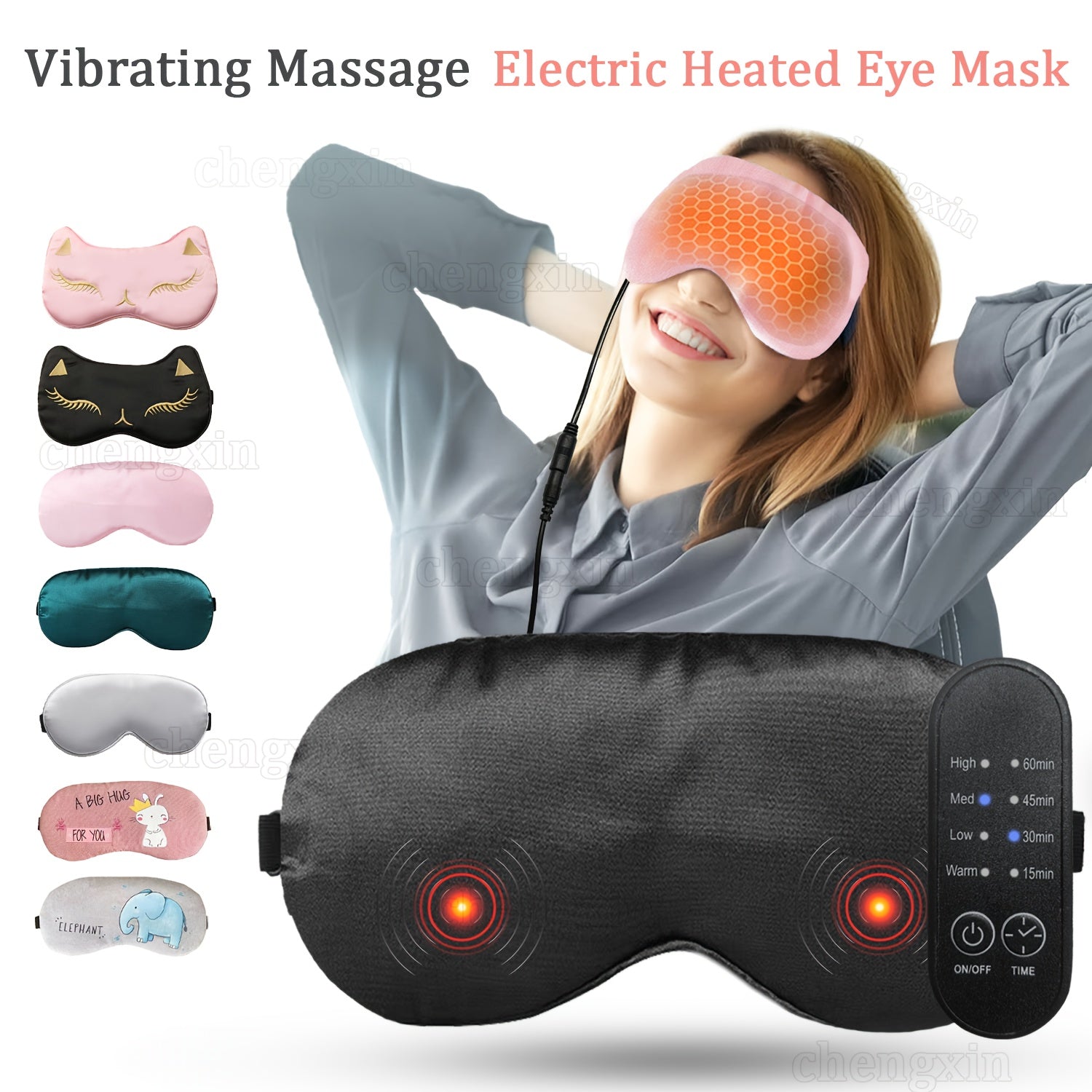 USB-quvvatlangan aqlli isitish massaj ko'z niqobi, sozlanadigan tebranish va harorat nazorati bilan, oila va do'stlar uchun mukammal dam olish sovg'asi