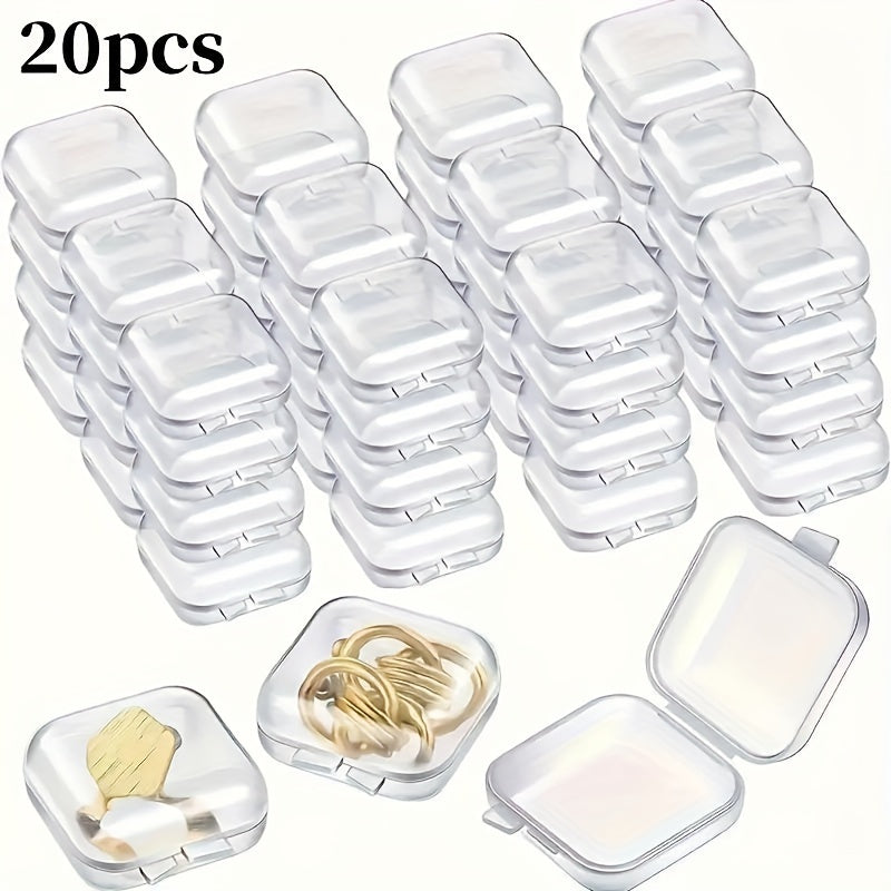20-Pack Rectangle Plastic Storage Boxes with Lockable Lids for Jewelry and Accessories