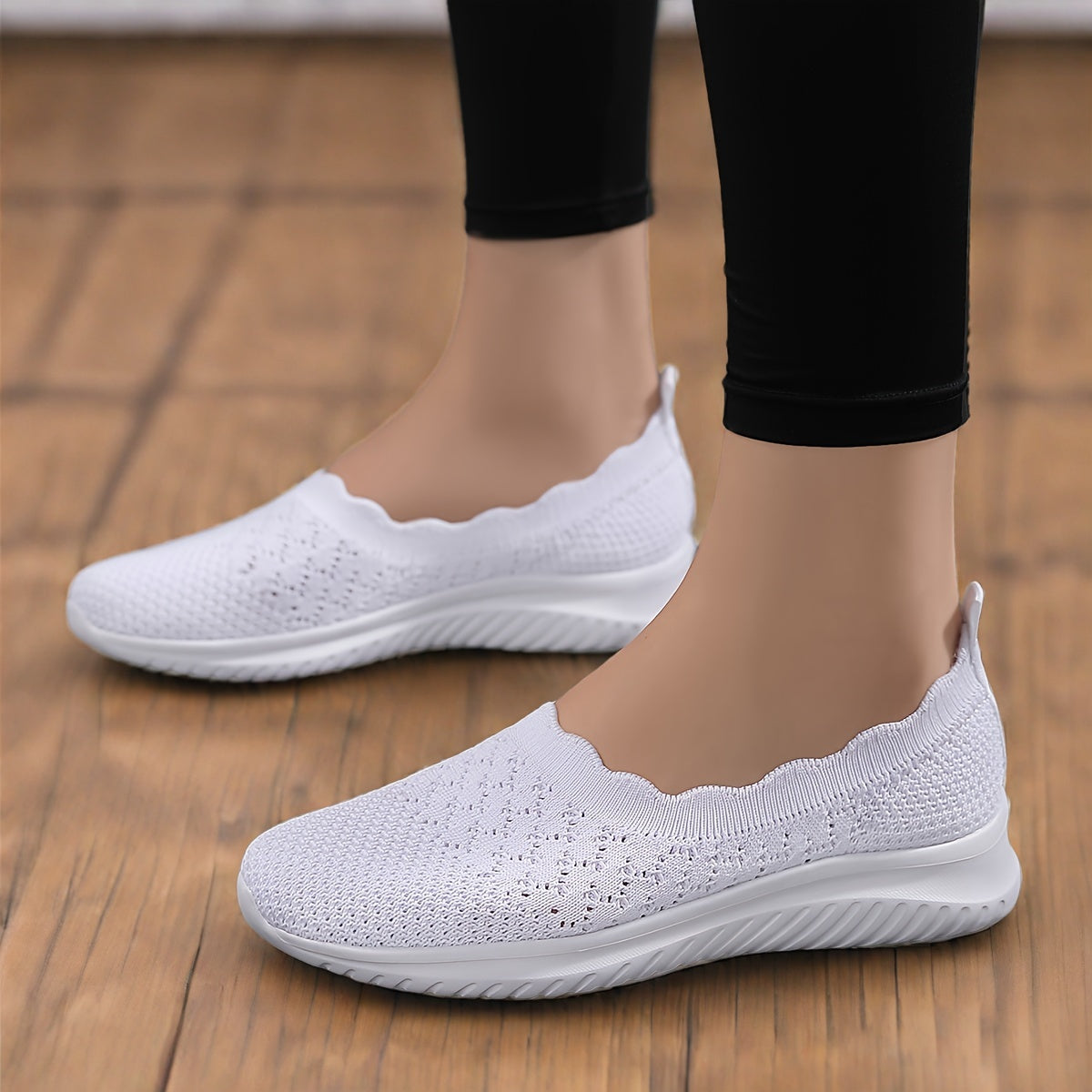 Zapatillas slip-on transpirables para mujer, blancas, casuales, planas, tallas 5-11